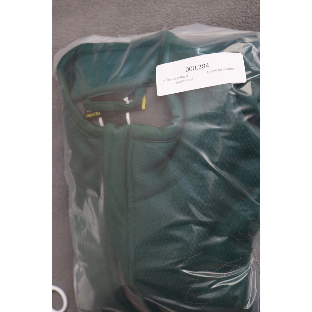 Under Armour Fitted Sweater Womens Medium Green Full Zip Mock Neck Elastic Pocke - Picture 16 of 16